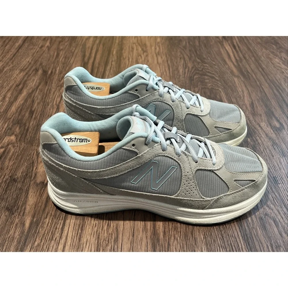 New Balance 877 Walking Shoes Women's 11 Wide (B) Gray Blue Athletic Sneakers
